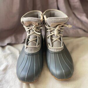 Sperry Saltwater Duck Boots-Metallic Sparkle Grey/Ivory Detail